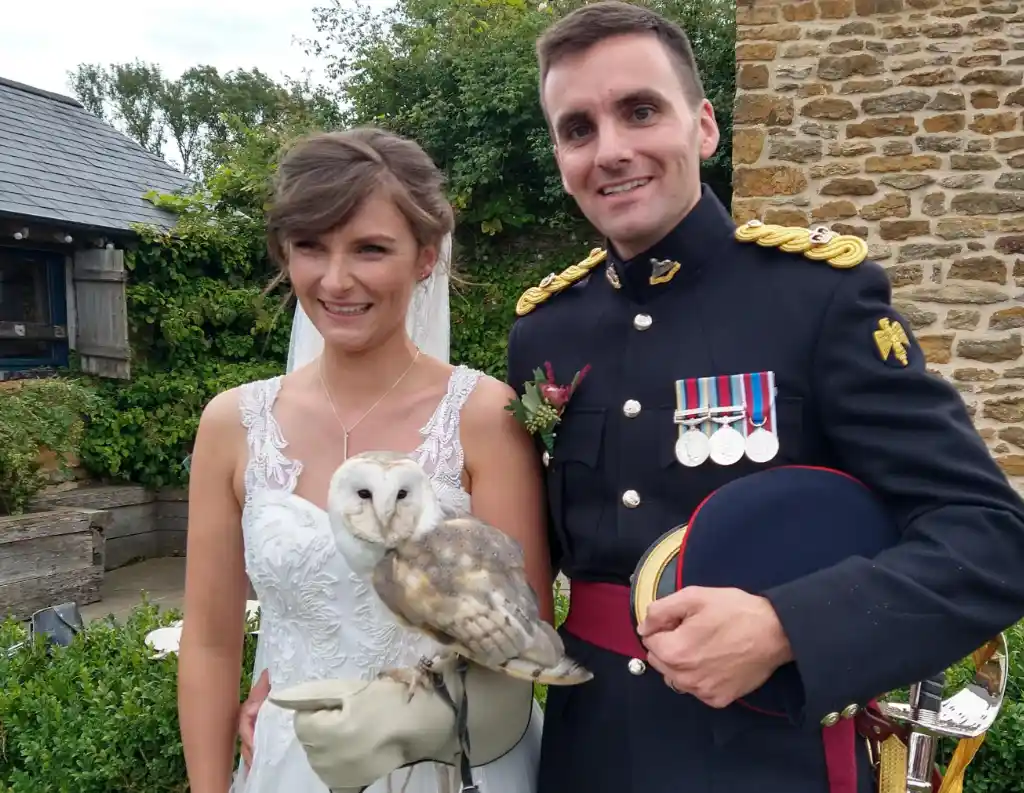 Juliet our wonderful owl ring bearer arriving with the rings