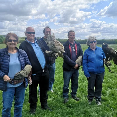 Group on private falconry experience with olga and Priscilla